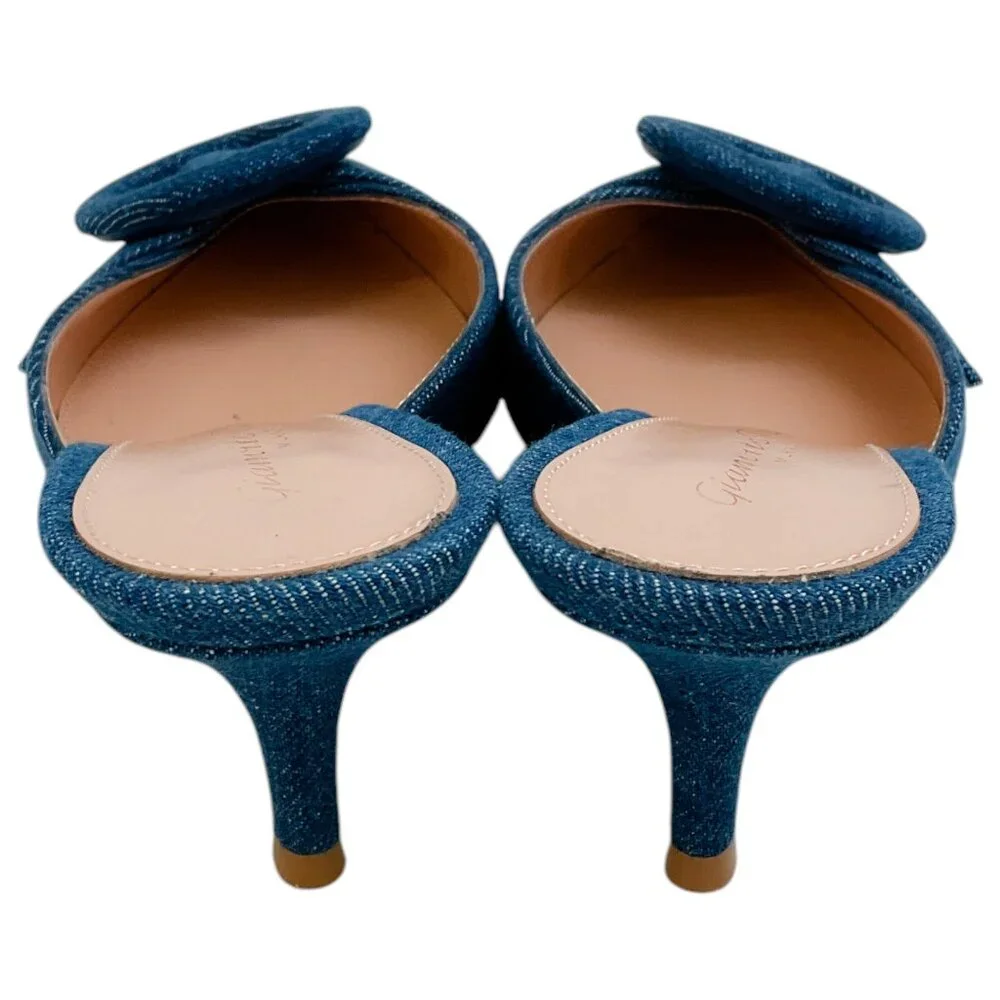 Gianvito Rossi Mid Blue Denim Portofino 55 Mules - Picture 5 of 8